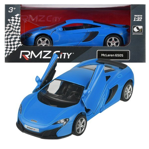 фото Машинка металлическая Uni-Fortune RMZ City серия 1:32 McLaren 650S, инерционная, цвет синий матовый, двери открываются