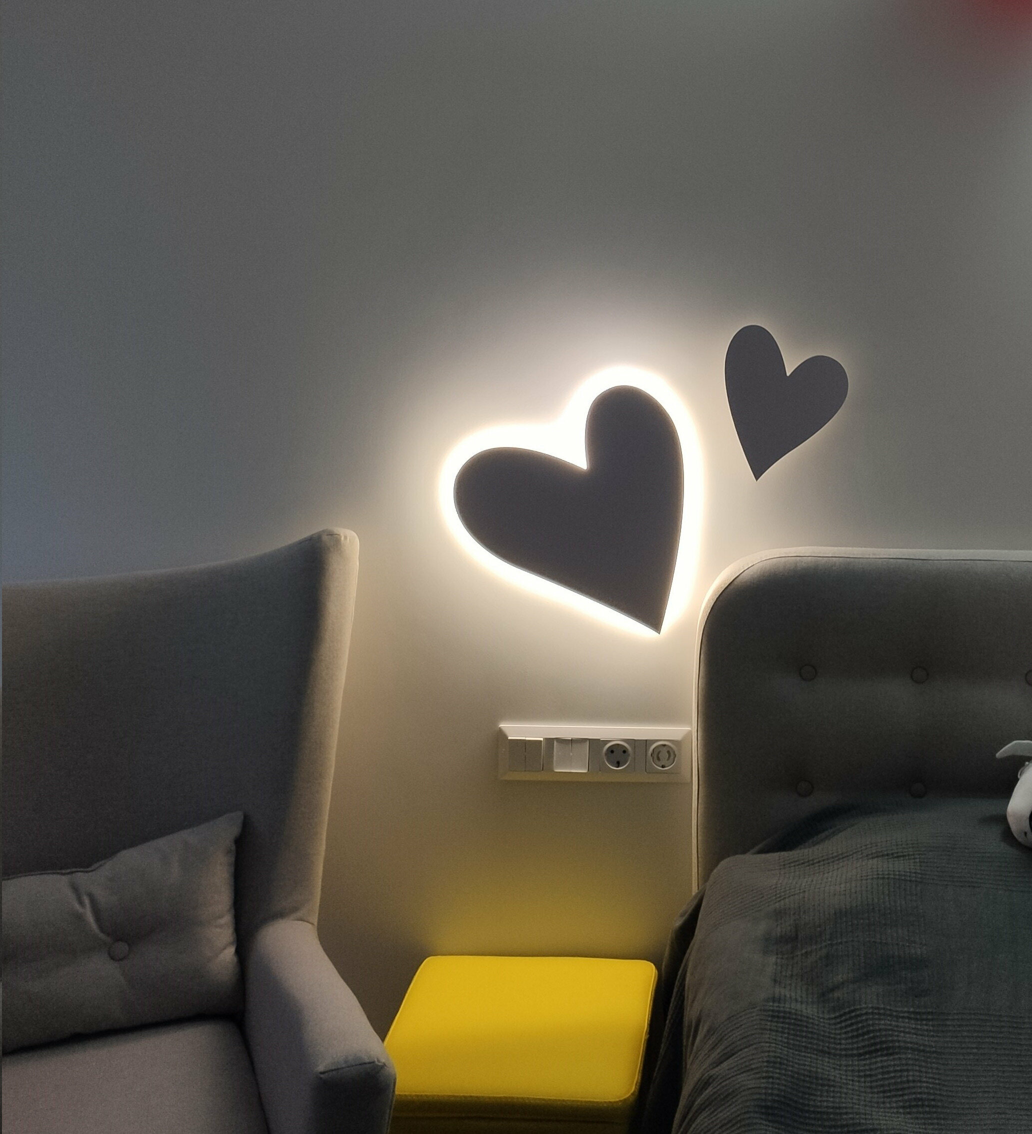 Светильник-ночник "Сердце" 38см, с дистанционным управлением, белая теплая подсветка+декор - фотография № 5