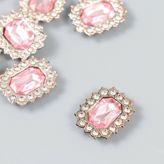 фото Арт Узор Декор для творчества пластик, стразы "Медальон восьмиугольный" н-р 10 шт розовый 1,8х2,4 см