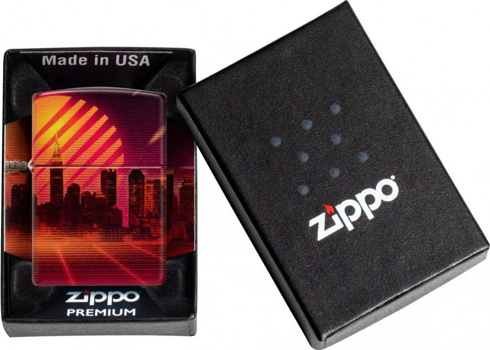 Зажигалка ZIPPO Cyber City с покрытием 540 Matte, латунь/сталь, оранжевая 38x13x57 мм - фотография № 4