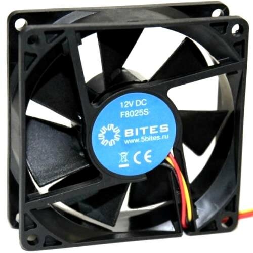 фото Вентилятор 12в 80 x 25мм 5Bites F8025S-12L3 12V втулка скольжения 3pin 15см 2000 об*мин