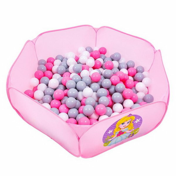 Шарики для сухого бассейна с рисунком, диаметр шара 7.5 см, набор 150 штук, цвет розовый, белый, серый - фотография № 1