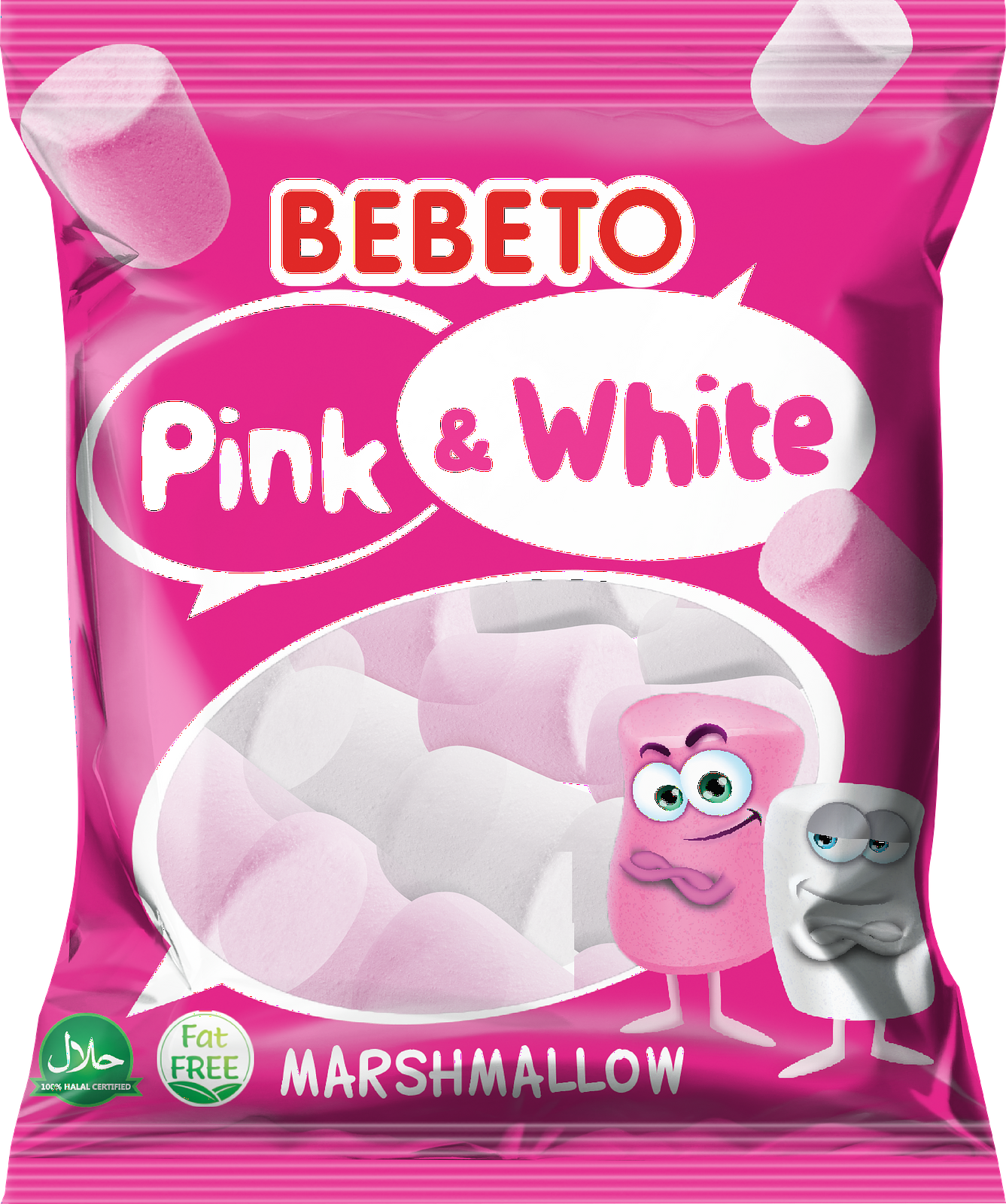 Упаковка из 12 штук Суфле-маршмеллоу Bebeto Pink&White вкус ванили и клубники (лента) 30г Турция