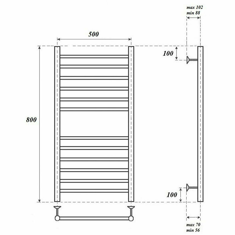 Полотенцесушитель электрический Point Аврора PN10158SE П12 500x800 левый/правый, хром - фотография № 2