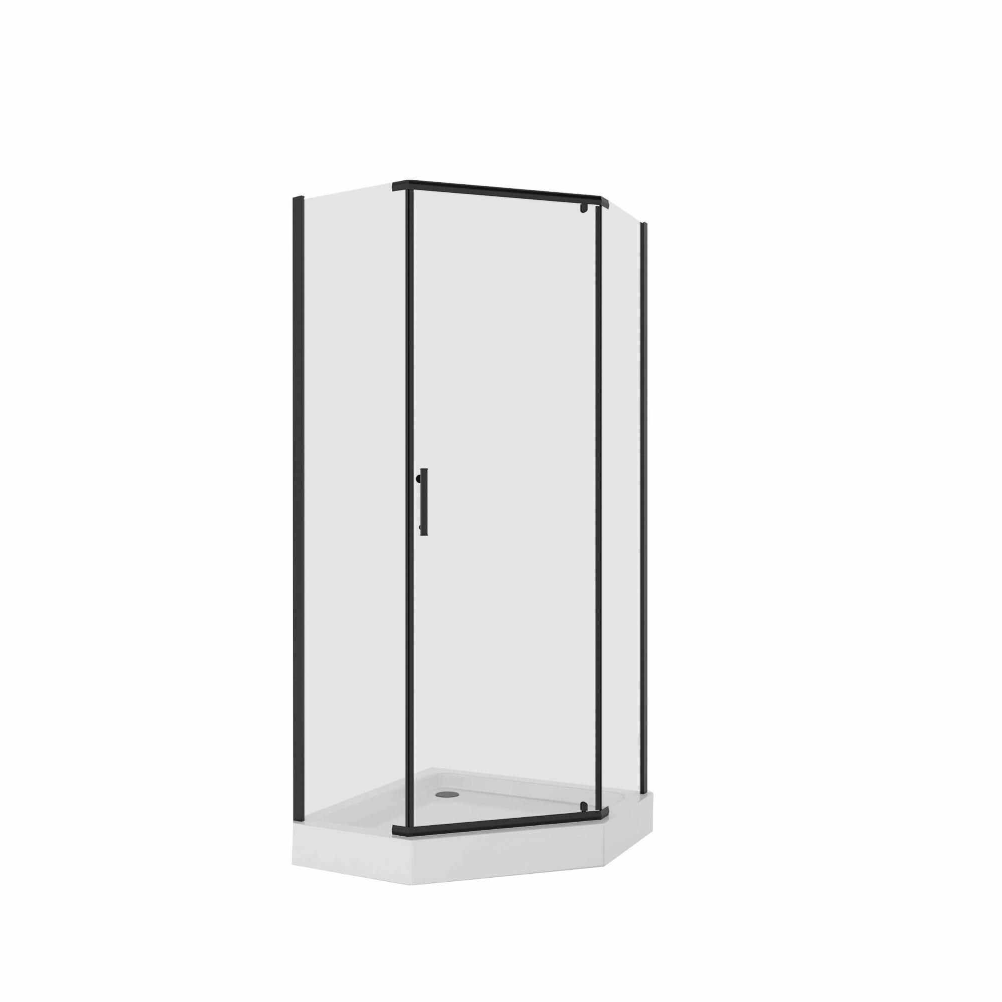Душевое ограждение Niagara Nova NG-6805-08 BLACK 90x90x190 трапеция, дверь распашная