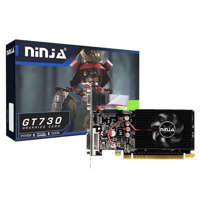 Видеокарта Ninja (Sinotex) NVIDIA GT730 4GB 128-Bit DDR3 DVI HDMI CRT 1FAN RTL (NF73NP043F)
