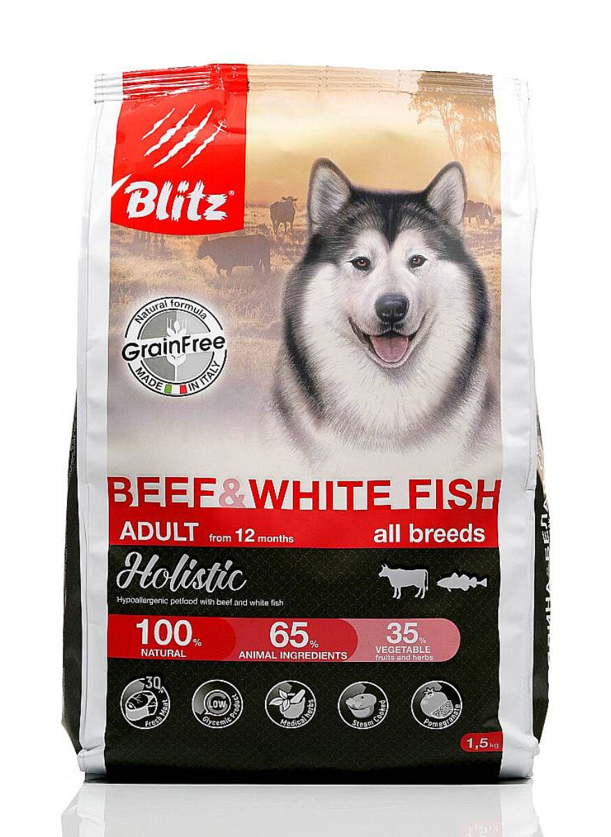 Блитц холистик корм для собак беззерновой Говядина/белая рыба BEEF WHITE FISH 12 кг , шт
