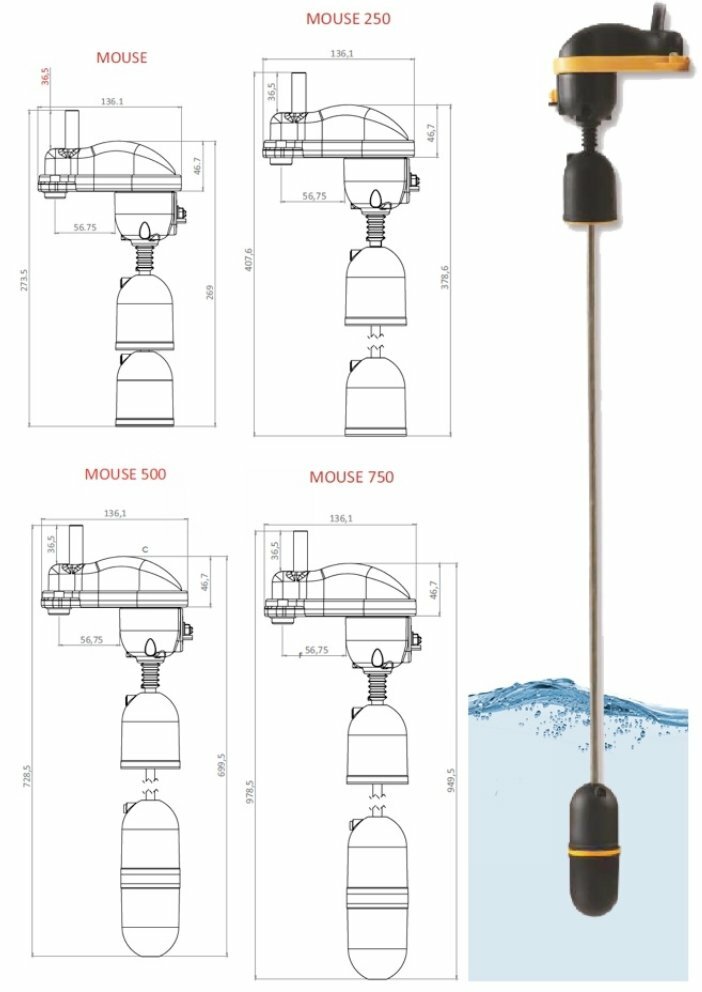 Поплавковый выключатель вертикальный 10 м TECNOPLASTIC MOUSE - фотография № 3