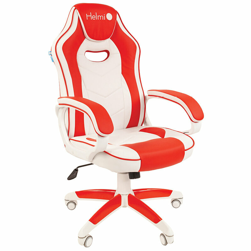 Кресло игровое Helmi HL-S15, экокожа, белая/красная, механизм качания