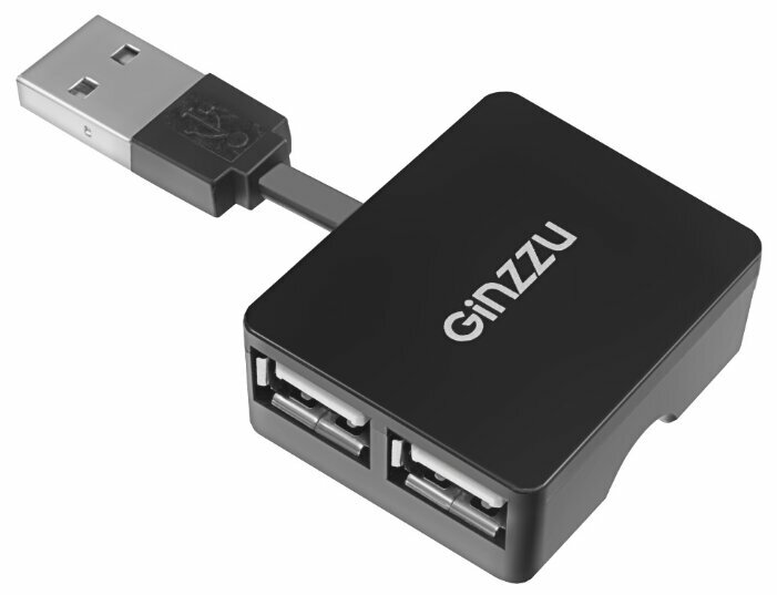 Разветвитель Ginzzu Разветвитель 4 порта USB2.0 Ginzzu GR-414UB, внешн. (ret)