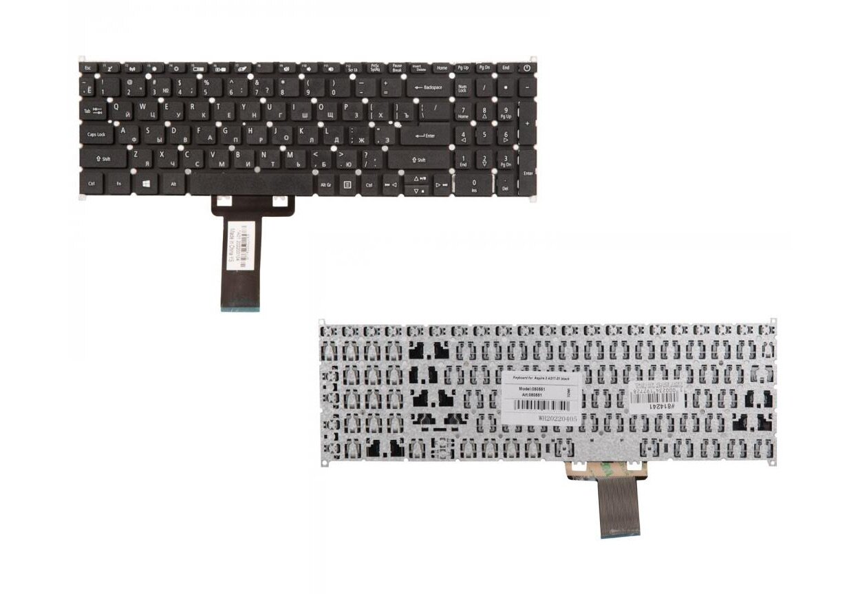 Keyboard / Клавиатура для ноутбука Acer Aspire 3 A317, A317-51, A317-51KG, A317-51G черная