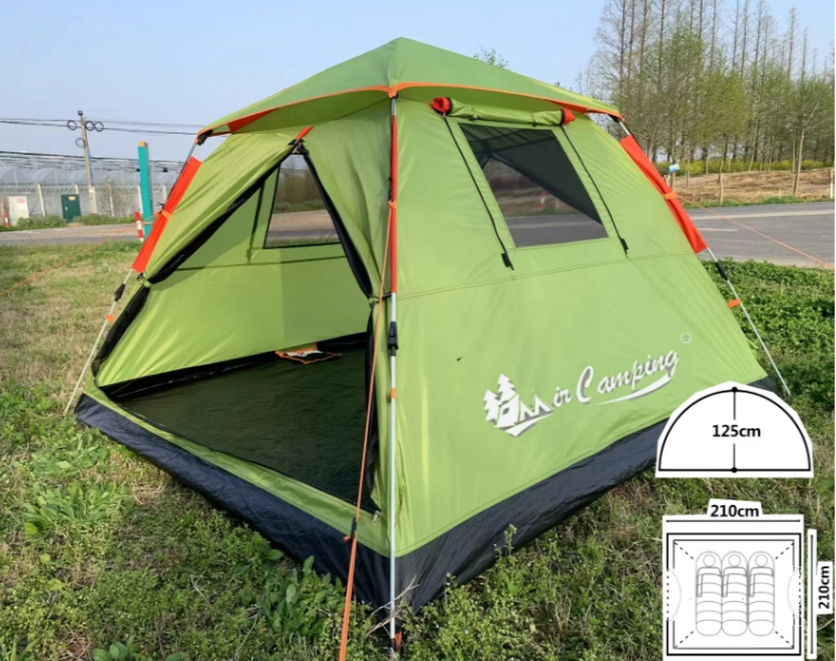 3 местная палатка полуавтомат MirCamping 930 с окнами /210х210х125 см/ зеленая