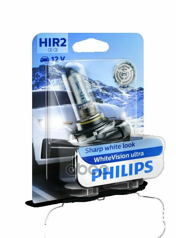 Лампа Автомобильная Hir2 12v- 55w (Px22d) White Vision Ultra Блистер (1шт.) (Philips) Philips арт. 9012WVUB1