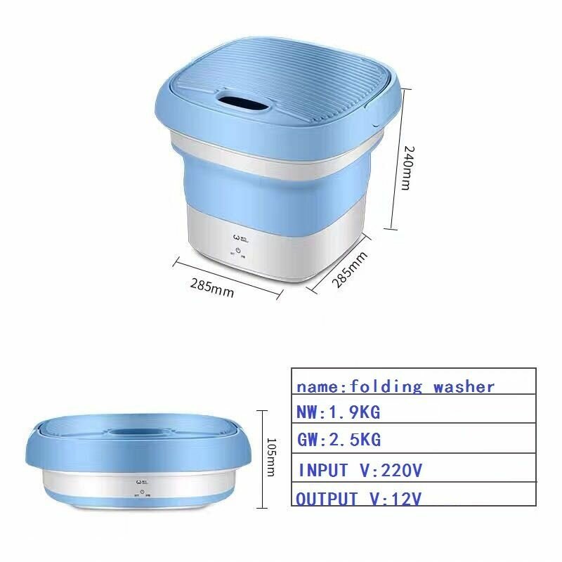 Мини стиральная машина складная 10 л голубая