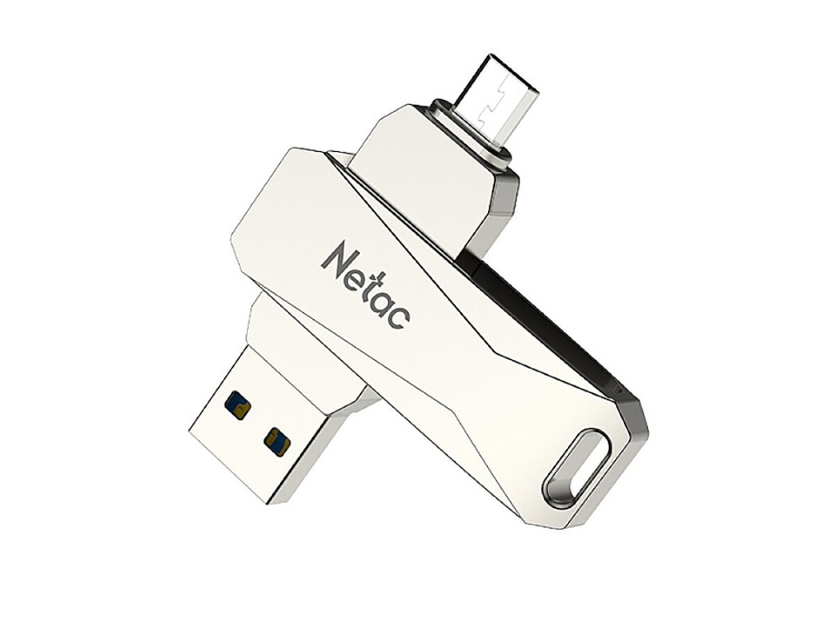 Флешка Netac U381, 16Gb, USB 3.0/micro USB, Серебристый NT03U381B-016G-30PN