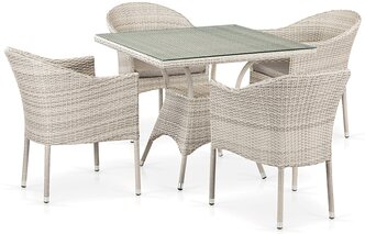 Комплект плетеной мебели из искусственного ротанга Afina T190B/Y350A-W85-90x90 Latte 4Pcs