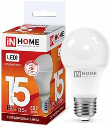 Лампа светодиодная LED-A60-VC 15Вт грушевидная 6500К холод. бел. E27 1430лм 230В IN HOME 4690612020280