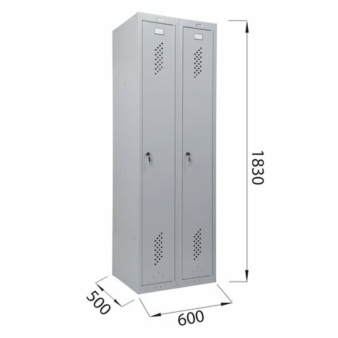 Шкаф металлический для одежды BRABIX "LK 21-60", усиленный, 2 секции, 1830х600х500 мм, 32 кг, 291126, S230BR402502 - фотография № 10