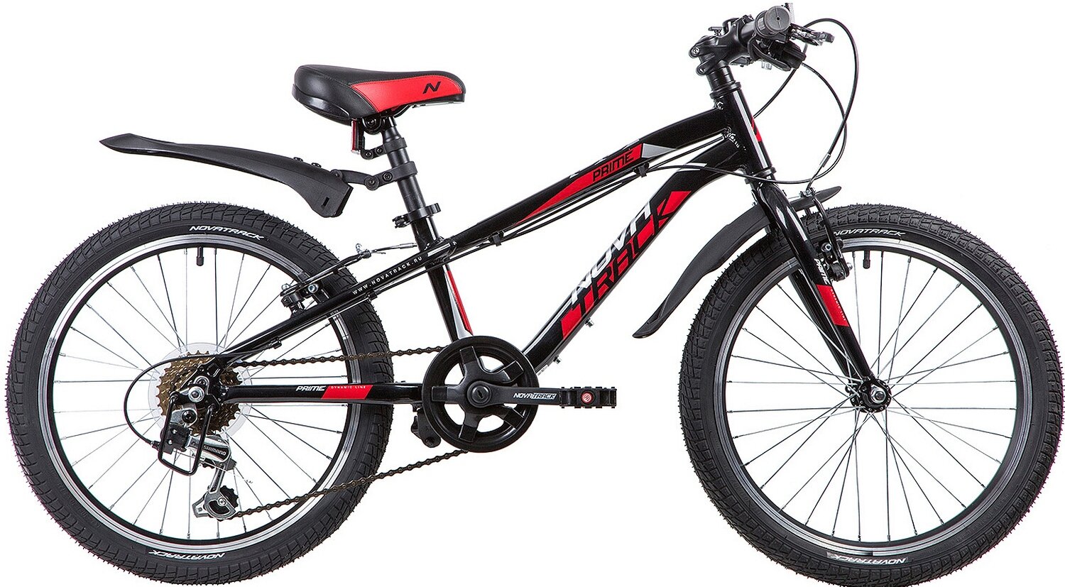 Велосипед NOVATRACK PRIME 20" (2019) (Велосипед NOVATRACK 20", PRIME, чёрный, алюм., 6-скор, TY21/TS38/SG-6SI, V-brake)