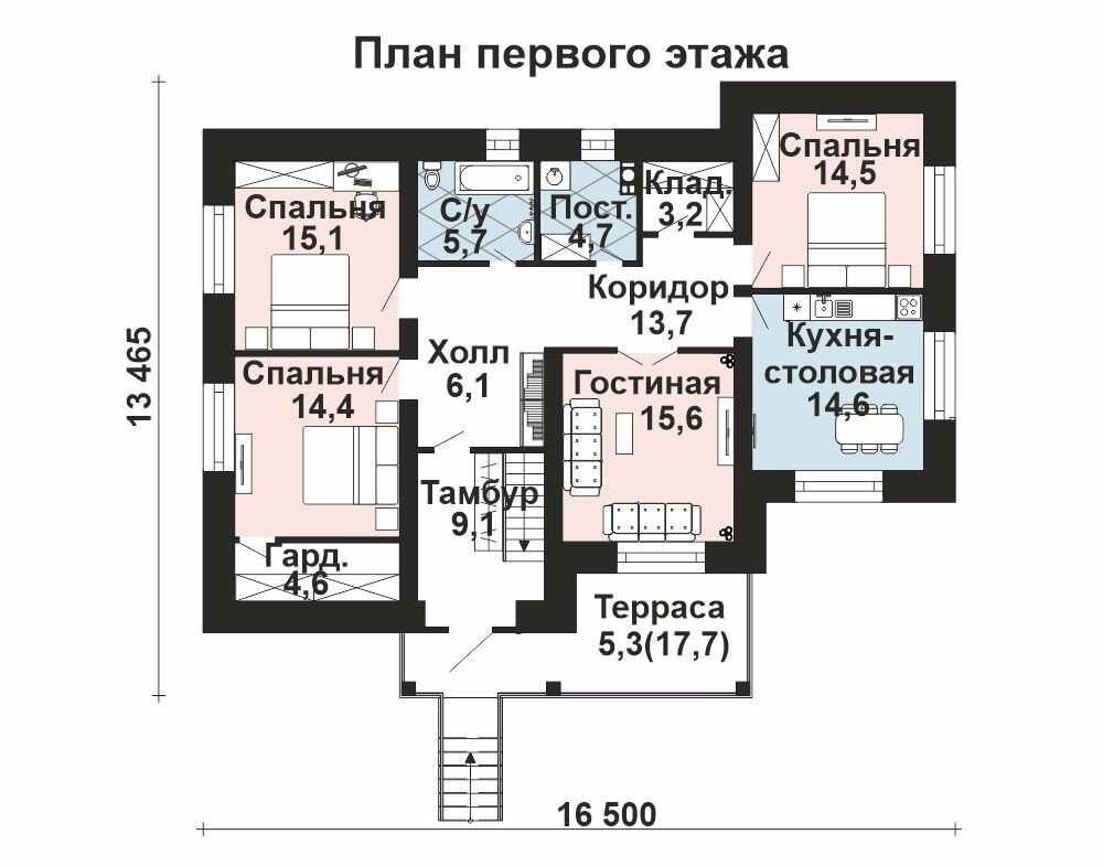 (249м2, 16х13м) Готовый проект двухэтажного дома из газобетона со спортзалом и террасой - AS-2533 - фотография № 4