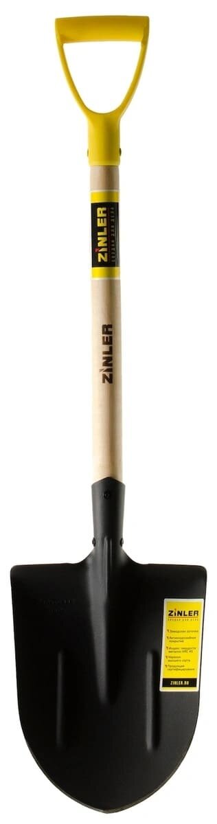 Лопата штыковая ZINLER (950 мм, автомобильная, универсальная, с дер/черенком+ручка, ЛШУАЧ8р)