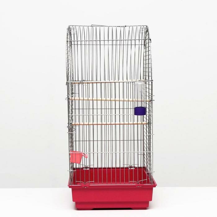 Клетка для птиц "Пижон" №101, хром , укомплектованная, 41х30х65 см, рубиновая - фотография № 13