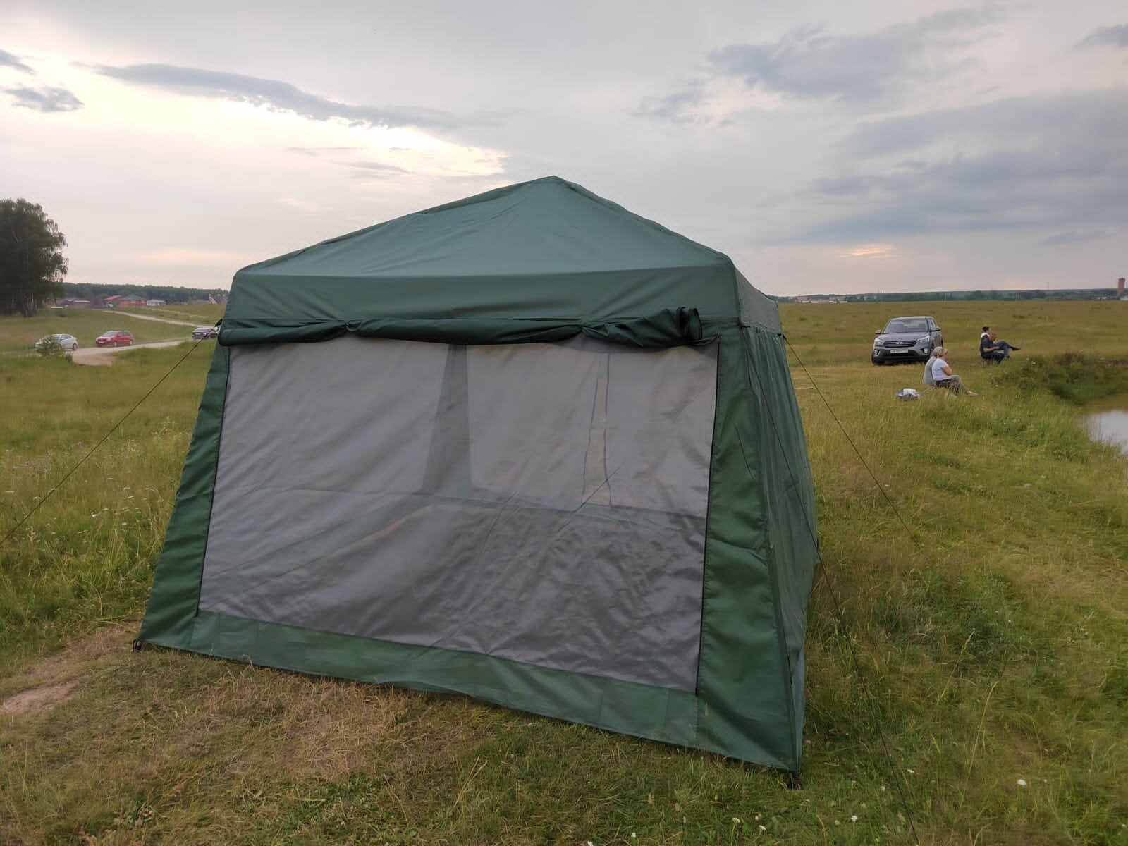 Палатка-шатер-беседка, размер 320x320x235 для отдыха из металлического стального каркаса + усиленная москитная сетка 2902 - фотография № 10