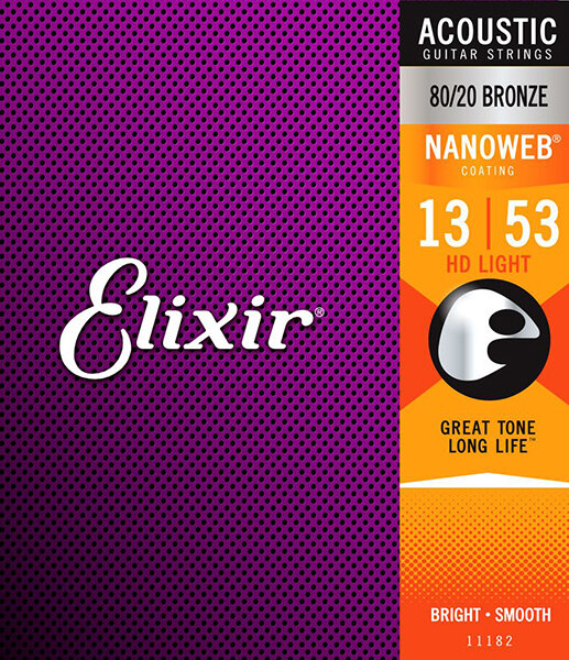 Струны для акустической гитары 13-53 ELIXIR 11182 NANOWEB