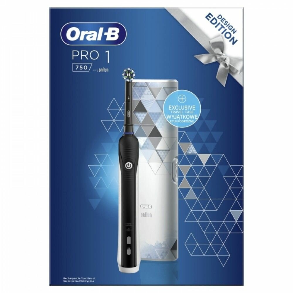 Электрическая зубная щетка Oral-B PRO 750 D16.513 Black + travel case черная — фото 3