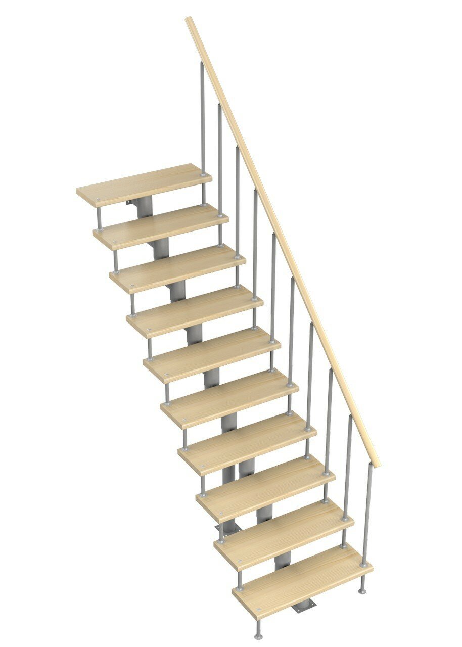 Модульная лестница Стандарт (h 2250-2350, Серый, Сосна, Нержавеющая сталь) - фотография № 1