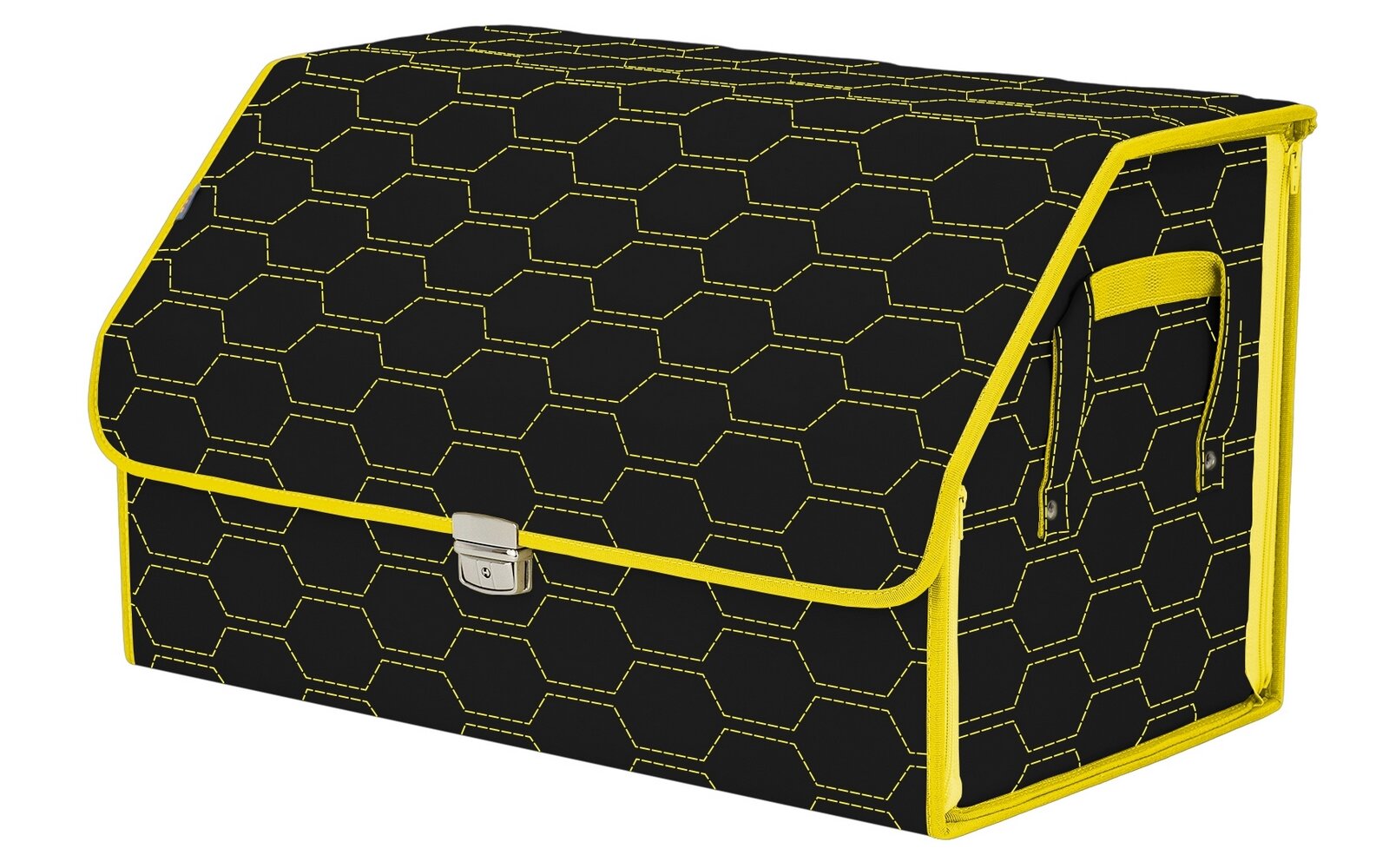 Органайзер-саквояж в багажник "Союз Премиум" (размер XL). Цвет: черный с желтой прострочкой Соты.