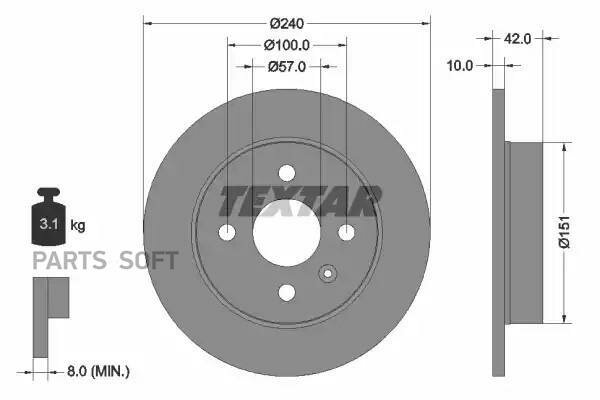 TEXTAR '92092003 Диск тормозной задний