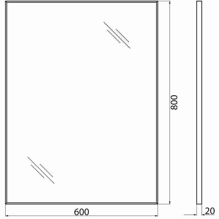 Зеркало BelBagno в алюминиевой раме SPC-AL-600-800 Nero 600x20x800 - фотография № 3