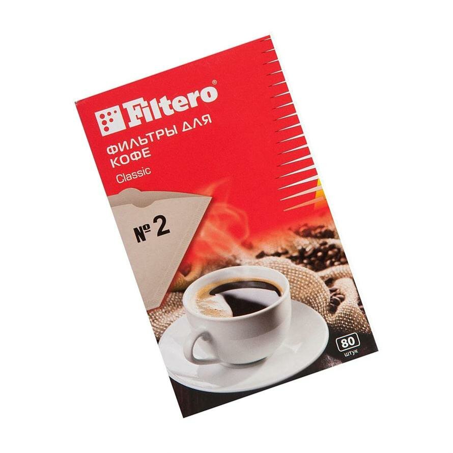 Фильтры для капельных кофеварок, коричневые, классические, [Filtero] 80 шт.