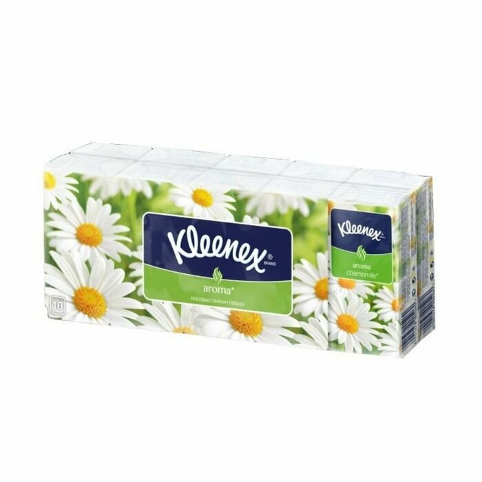 Платочки бумажные Kleenex Aroma «Ромашка», 10 упаковок по 10 шт. (3 шт)