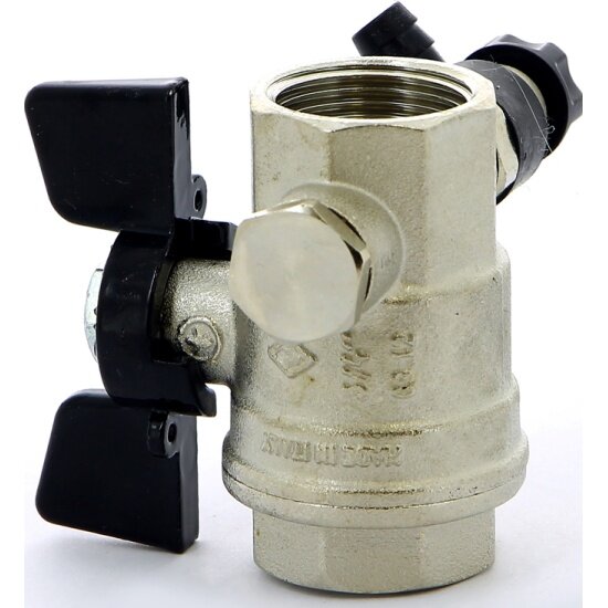 фото Кран шаровой Bugatti Oregon 03320013 с дренажем и воздухоотводчиком, (ручка бабочка) ВВ резьба 3/4"