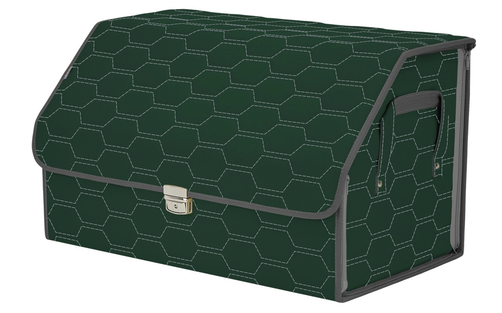 Органайзер-саквояж в багажник "Союз Премиум" (размер XL). Цвет: зеленый с серой прострочкой Соты.