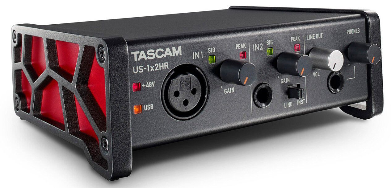 Tascam US-1x2HR - USB аудио интерфейс 24 бит/192 кГц XLR микр. вход питание +48 В 1/4" TRS лин./инстр. вход