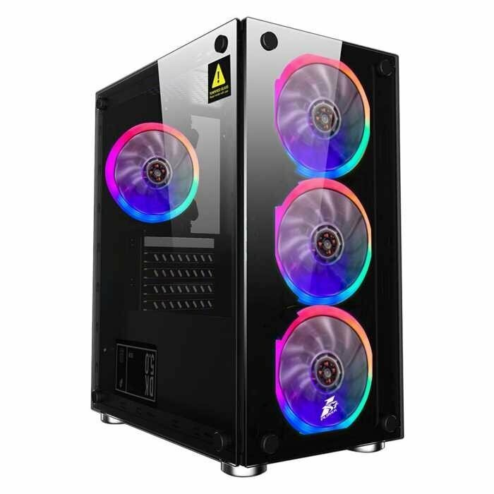 1STPLAYER Корпус 1STPLAYER X2-4R1 FIREBASE X2 / mATX, tempered glass side panels / 4x 120mm LED fans inc. / X2-4R1