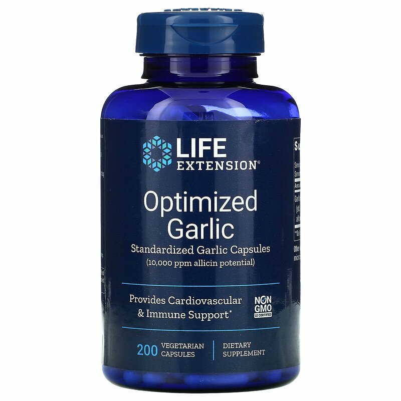 Life Extension Optimized Garlic (оптимизированный экстракт чеснока) 200 вегетарианских капсул