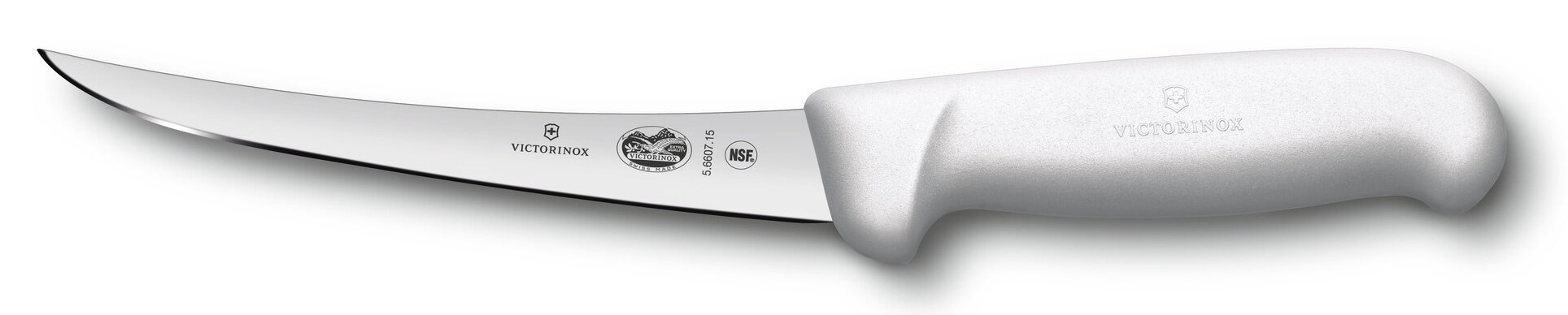 Нож кухонный Victorinox Fibrox (5.6607.15) стальной разделочный лезвие 150мм прямая заточка белый
