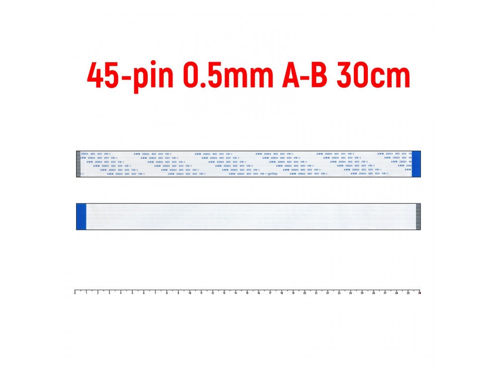 Шлейф FFC 45-pin Шаг 0.5mm Длина 30cm Обратный A-B AWM 20624 80C 60V VW-1