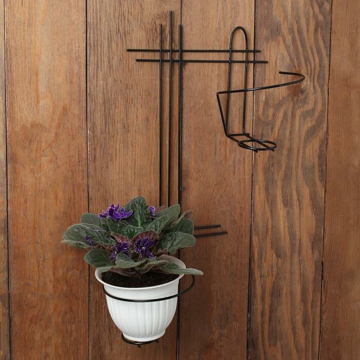 фото Подвес для кашпо настенный "Прямая-2", d 16 см, чёрный