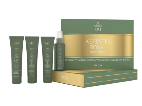 OLLIN Keratine Royal Treatment Набор (шампунь 100мл/ бальзам 100мл/ сыворотка 100мл/ блеск 100мл)