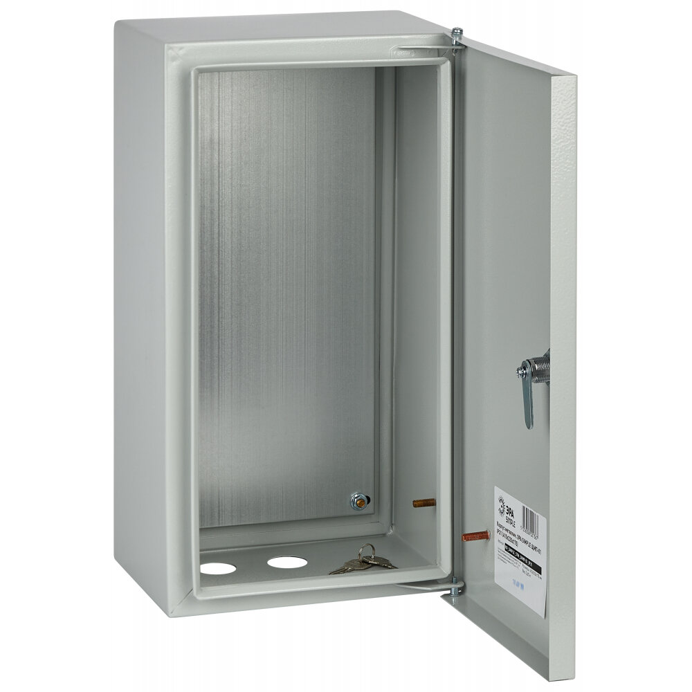 фото Щит с монтажной панелью навесной ЭРА SIMPLE ЩМП-01 стальной с дверцей и замком IP31, 410х220х175 мм