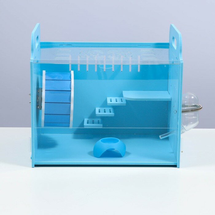 Клетка-переноска для грызунов,акриловая, голубая, 29 х 23,5 х 26 см - фотография № 2