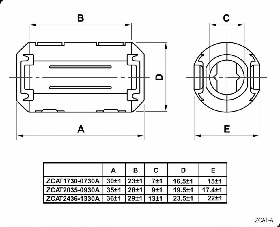 ZCAT1325-0530A (grey) Ферритовый фильтр в корпусе, тип А - фотография № 2