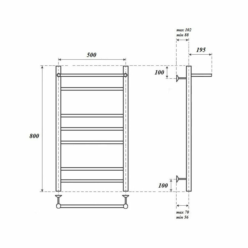 Полотенцесушитель электрический 500x800 POINT Аврора (PN10158PE П6) с полкой, левый/правый - фотография № 4