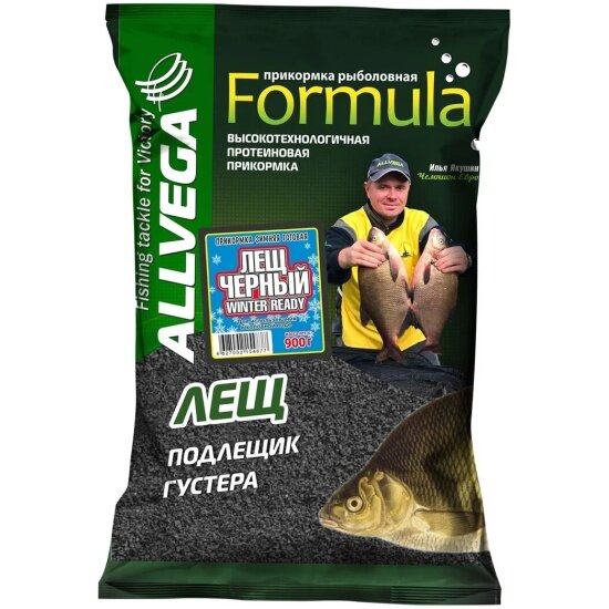 Прикормка зимняя готовая ALLVEGA Formula Winter Ready 0,9кг (ЛЕЩ черный)