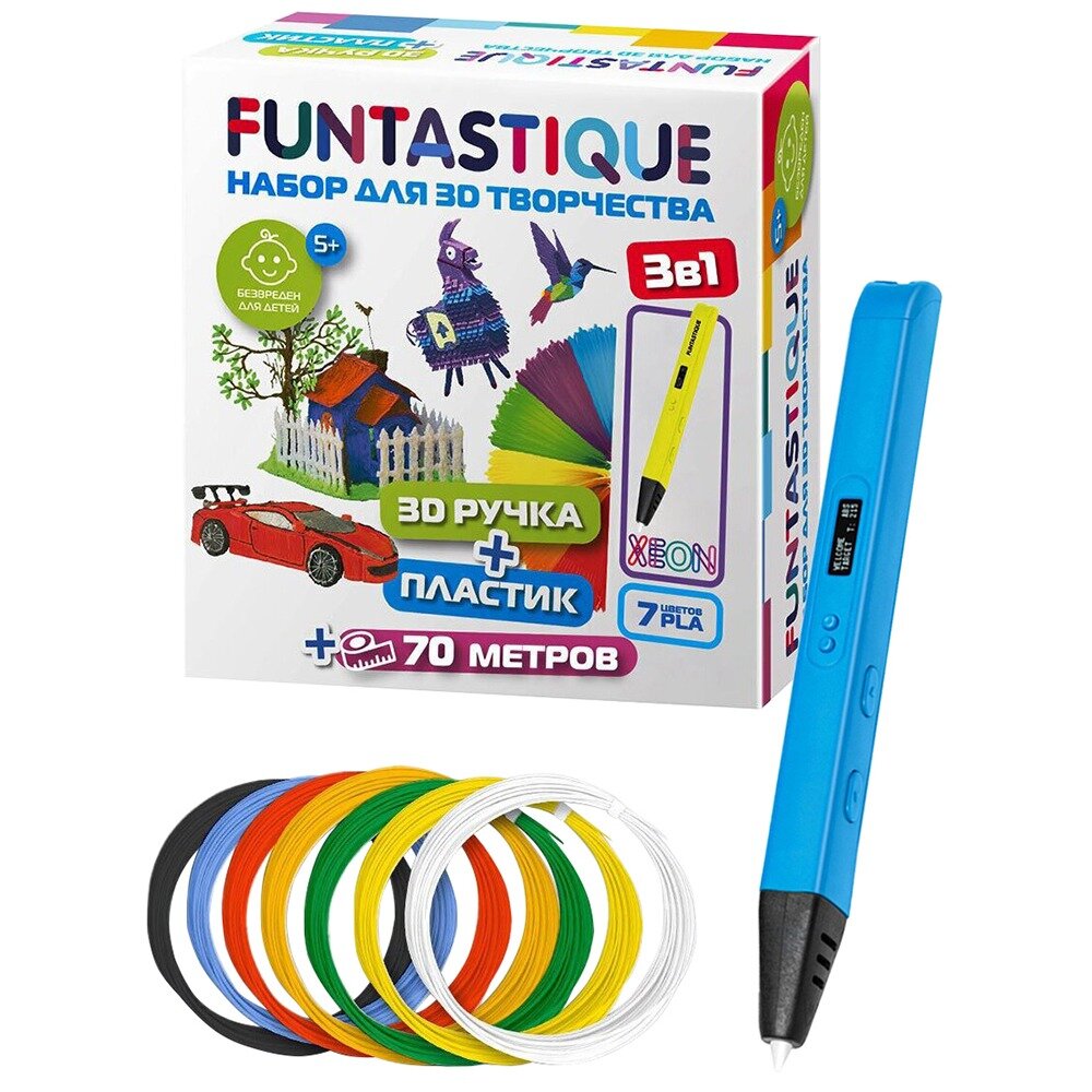 Набор Funtastique 3D-ручка XEON PLA 7 цветов (RP800A BU-PLA-7)